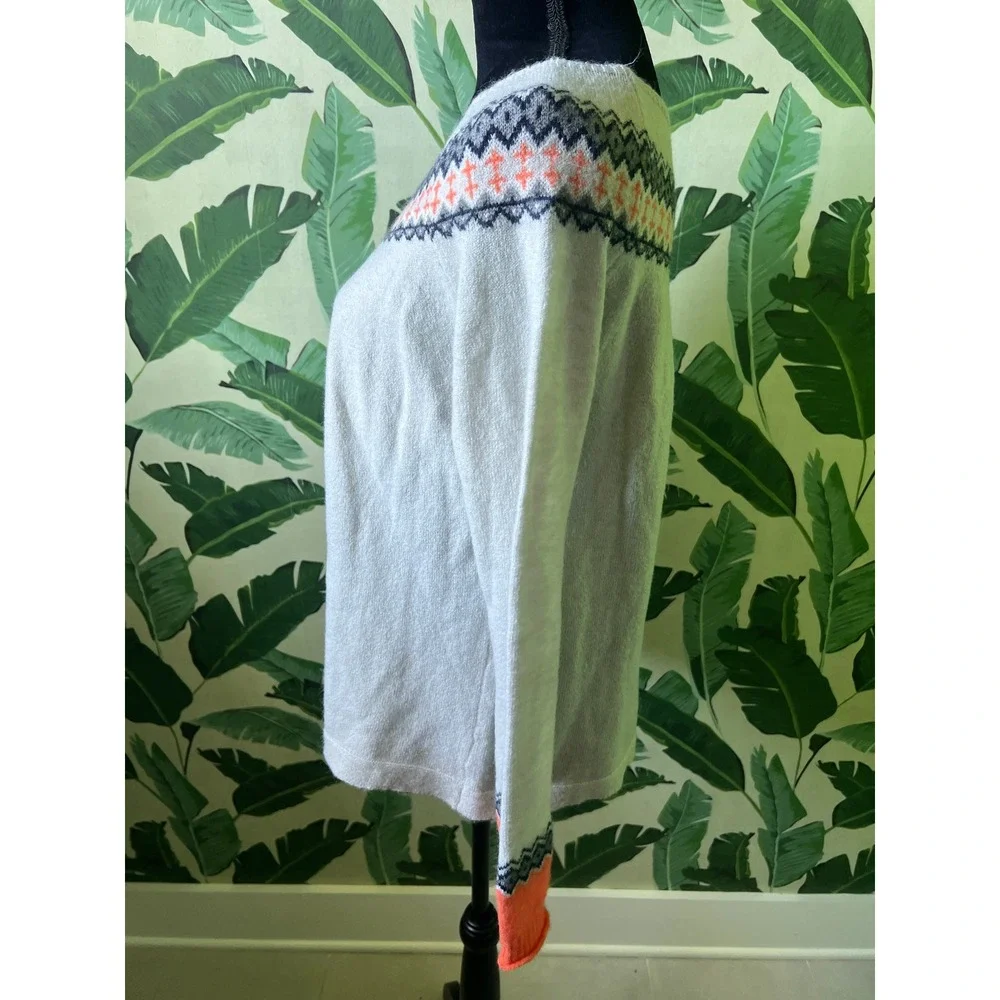 Unbranded Fair Isle Sweater Women Medium Gray Orange Navy Blue‎